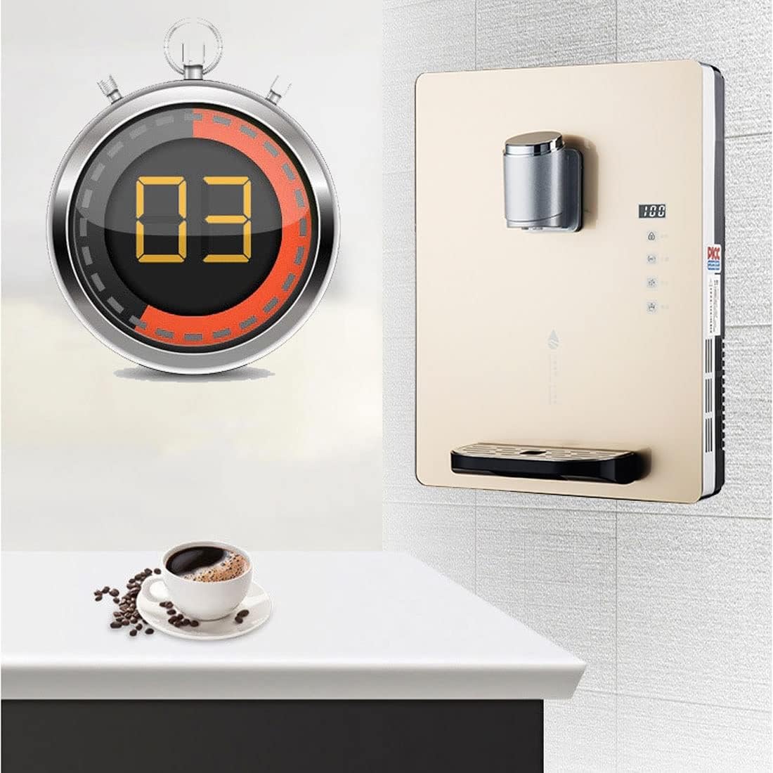 Water Dispenser Generic Wall Mounted Mains Fed Water Dispenser with Electronic Child Lock - Ice/Warm Dual, Hot Boiler Kettle for Office & Commercial Use 30L Capacity Stainless Steel