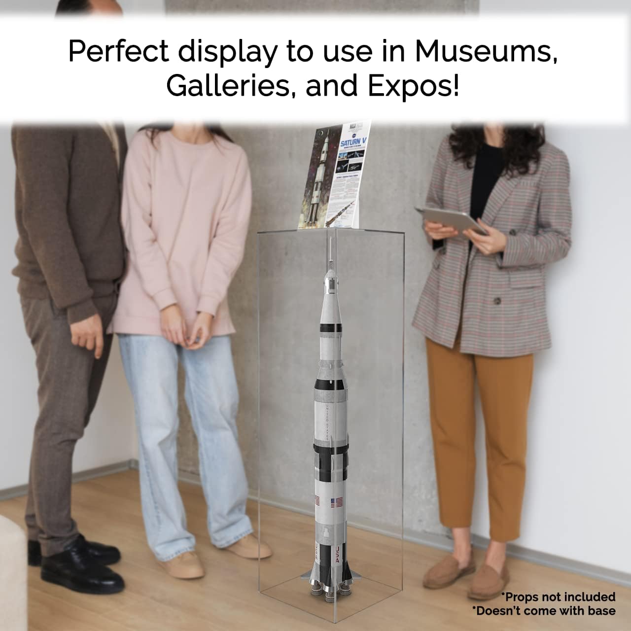 Acrylic Display Riser Box Clear with Clear Base Versatile 5 Sided Pedestal Merchandise Storage Bin 12' x 12' x 42' Retail Product Riser by Marketing Holders
