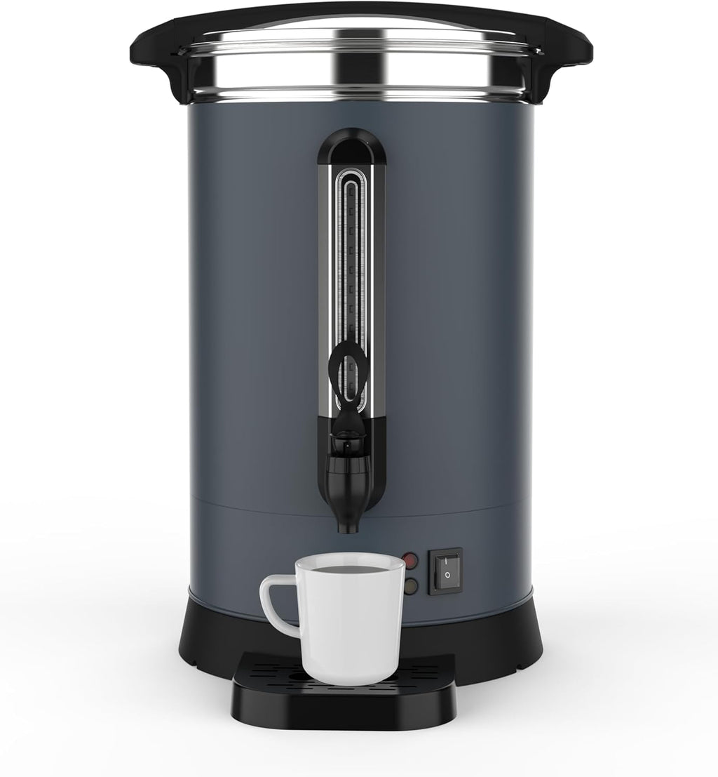 100 Cup Commercial Coffee Urn (14L/3.8 Gal), Double-Wall Insulated Stainless Steel Electric Hot Beverage Dispenser with Fast Brew for Catering, Events & Buffets