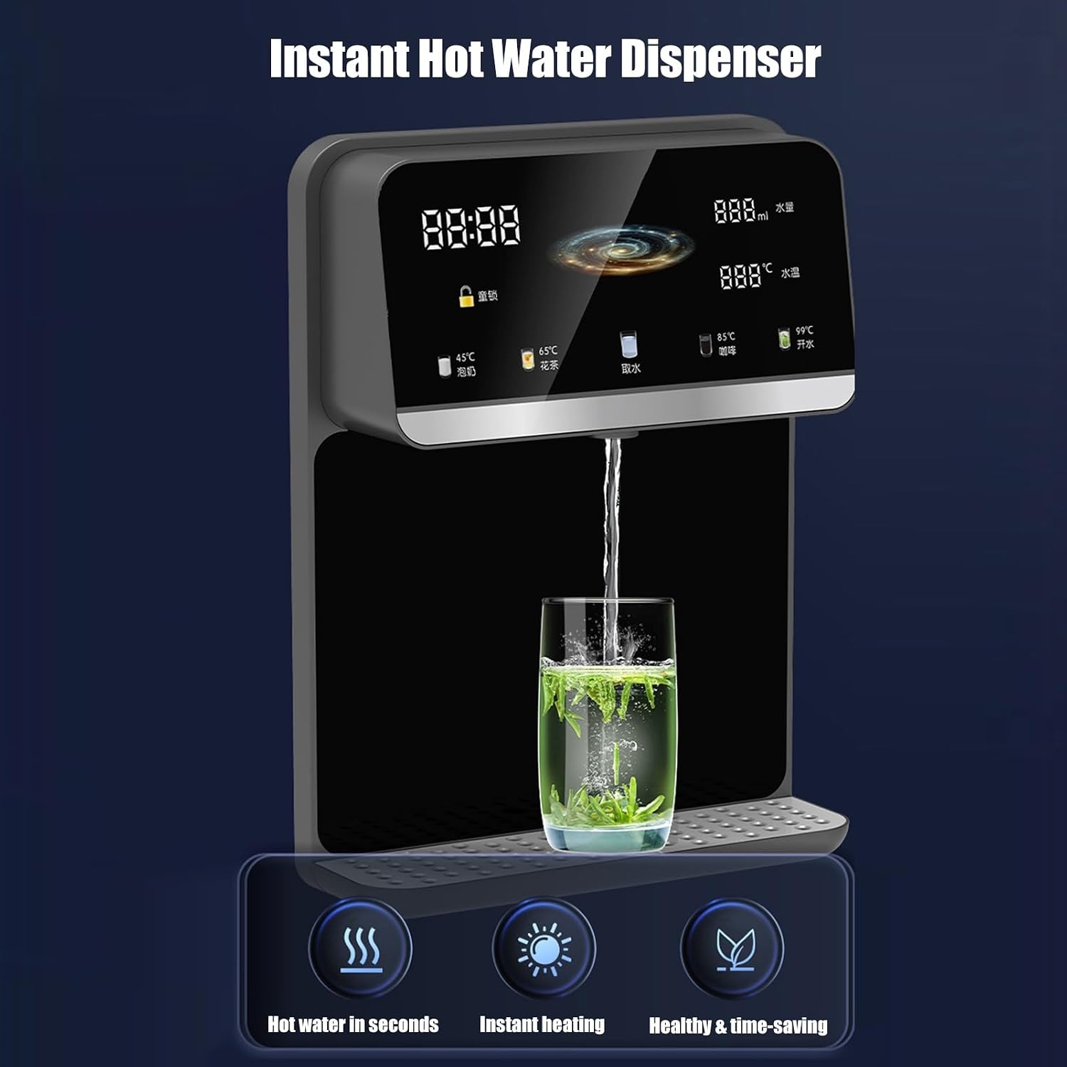 Wall Mounted Instant Heat Water Dispenser, Dual Temperature Control Intelligent Drinking Water Dispenser, for Rapid Heating with Touch Screen, Temperature Adjustment, for House Hold/Office