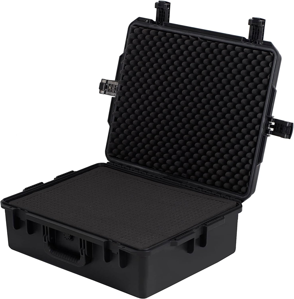 MEIJIA Premium Portable All Weather Heavy Duty Waterproof Hard Compact Camera Case with Customizable Fit Foam, Lightweight Design,24.6'X19.7'X8.6',Black