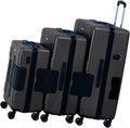 TACH Patented Connecting Hard Shell 3 Piece Luggage Set - 20, 24 & 28 inch Luggage | Carry-On, Medium & Large Rolling Suitcases - Black