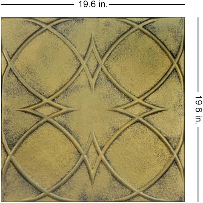 À LA MAISON CEILINGS R82 Circles and Stars Foam Glue-up Ceiling Tile (128 sq. ft./Case), Pack of 48, Antique Brass