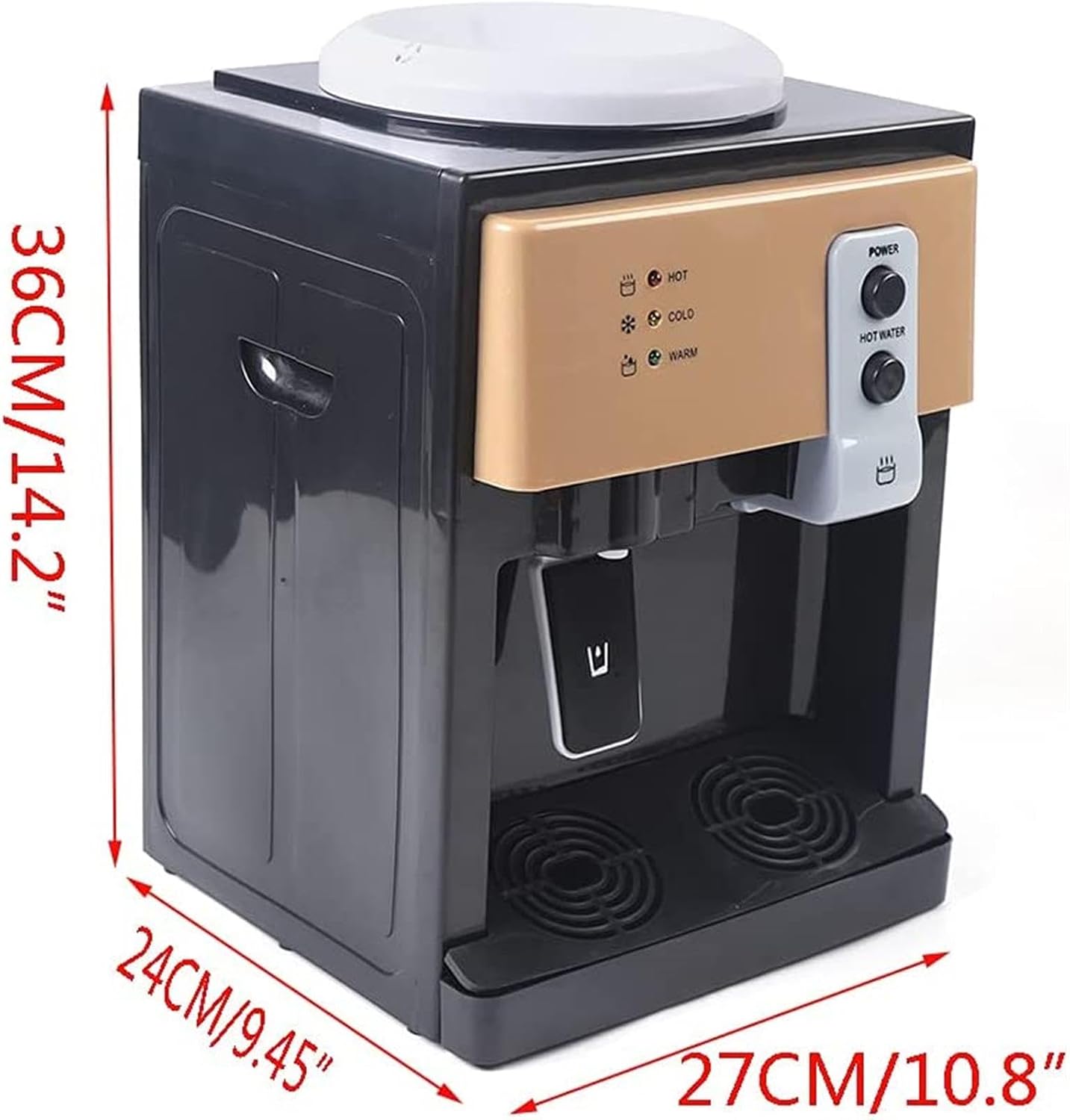 550W Electric Desktop Water Dispenser for 3 to 5 Gallon,Countertop Water Cooler Dispenser with Hot Cold and Room Temperature Water,Brown,W Refrigeration (Brown No Refrigeration)