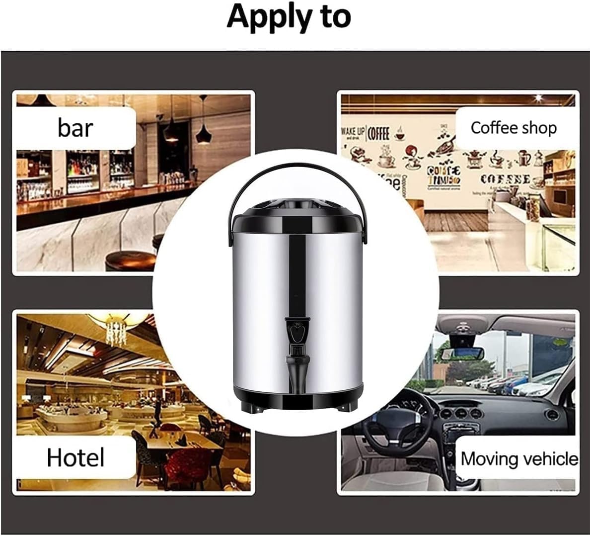 Hot Water Dispenser Kettle 6L Stainless Steel Insulated Barrel with Spigot for Coffee Urn, Milk Tea, and More Boiler Warmer Beverage Bucket with Cover