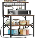 Kitchen Bakers Rack with Power Outlet 15.16' d X 21.65' w 49.6' h Brown Metal