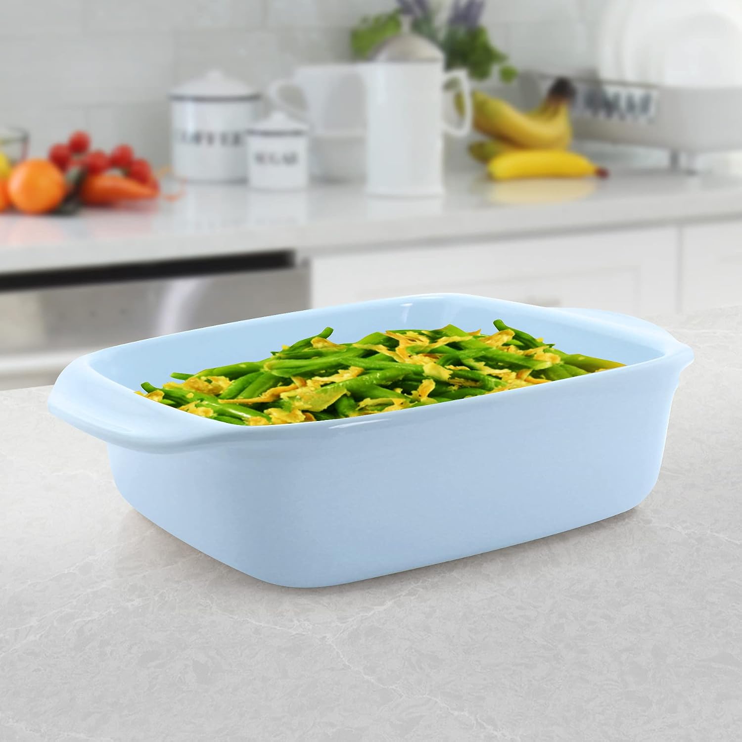 Chantal Classic Ceramic 3-pc Baker's Set; includes 8' Square Baker, 9' Loaf Pan & 13' x 9' Rect Baker, Glacier Blue, (93A-3BKR BQ)