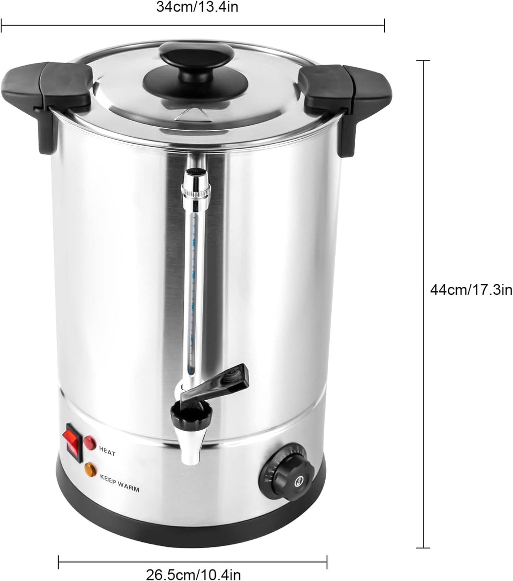 12L Commercial Stainless Steel Coffee Urn - Large Automatic Hot Water & Tea Dispenser for Home, Office, Party, Wedding - Durable & Efficient Beverage Server