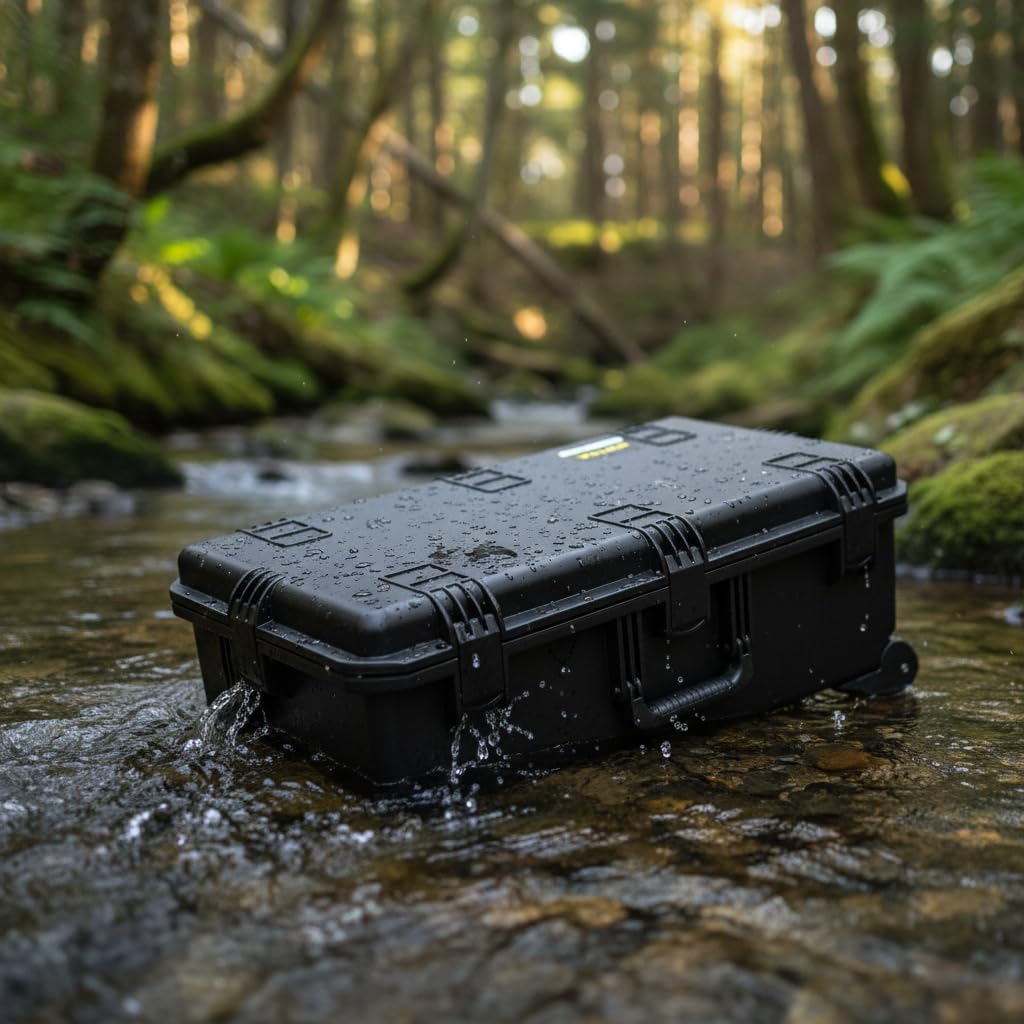 MEIJIA Portable All Weather Waterproof Camera Case,Customizable Fit Foam with Rolling Wheels and Retractable Pull Handle,31.3'X20.3'X12.25'