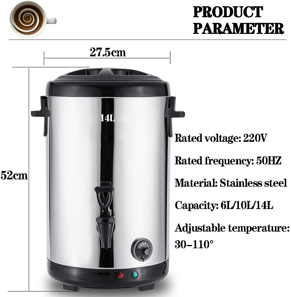 Commercial Hot Water Urn Dispenser with Temperature Control for Coffee, Double Wall Stainless Steel Coffee Urn Thermo-Pot Boiler & Warmer