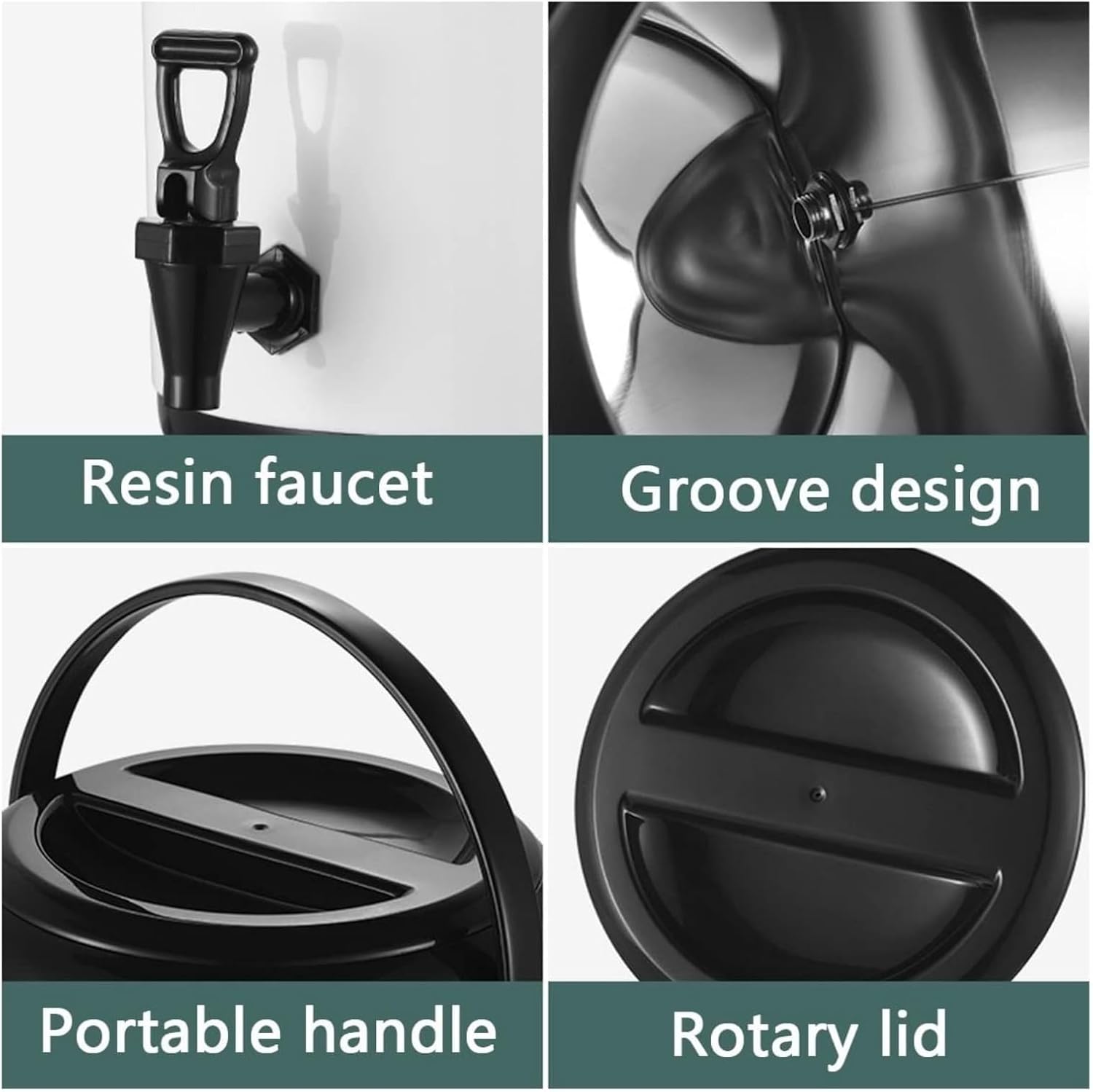 Urn Boiler Hot and Cold Water Dispenser Stainless Steel Tea Hot Water Bottle with Faucet Portable Handle Large Capacity Sealing (A 12L)
