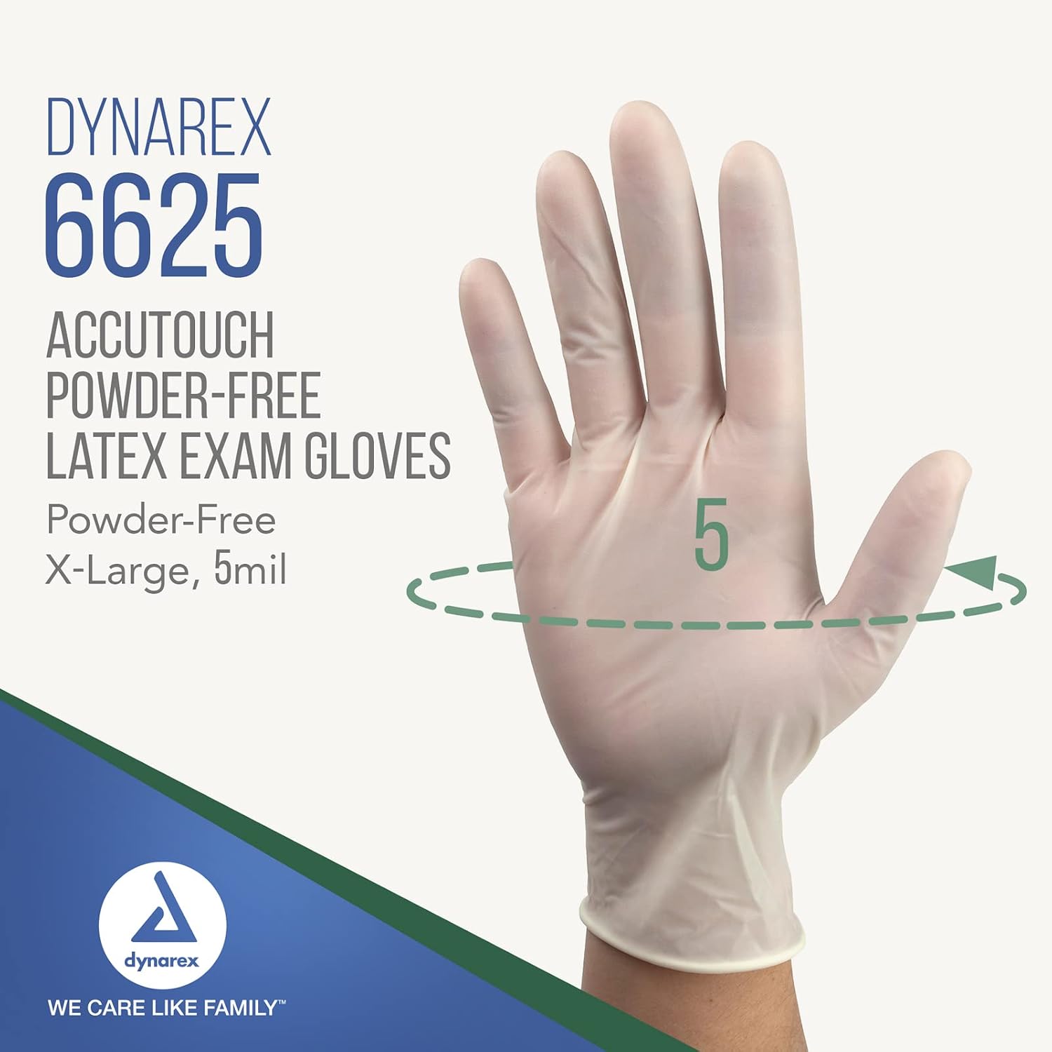 Dynarex AccuTouch Latex Exam Gloves, Powder-Free - X-Large 100 Count(Pack of 10)