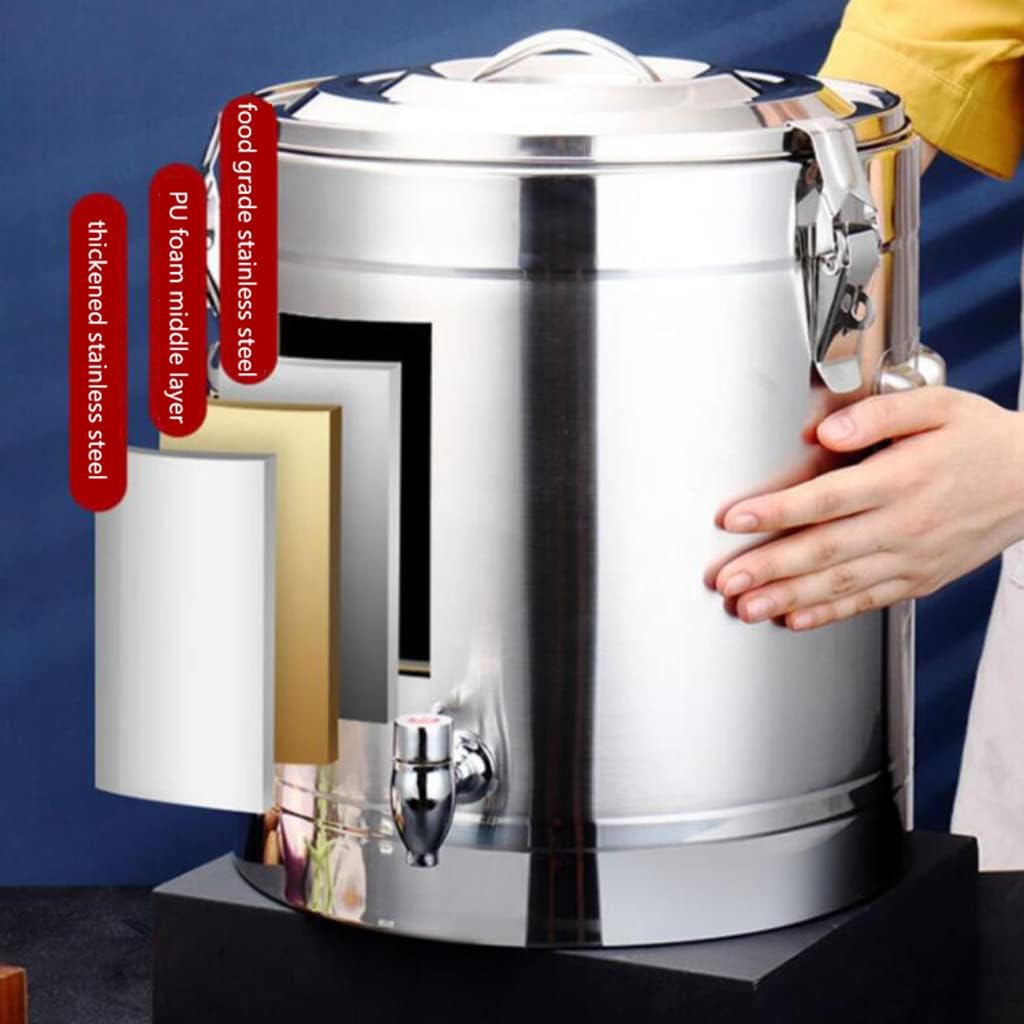Stainless Steel Catering Urn Water Boiler, Lockable Lid, Portable Hot Water Tea Dispenser with Large Carry Handle for Events, Parties, and Catering Supplies