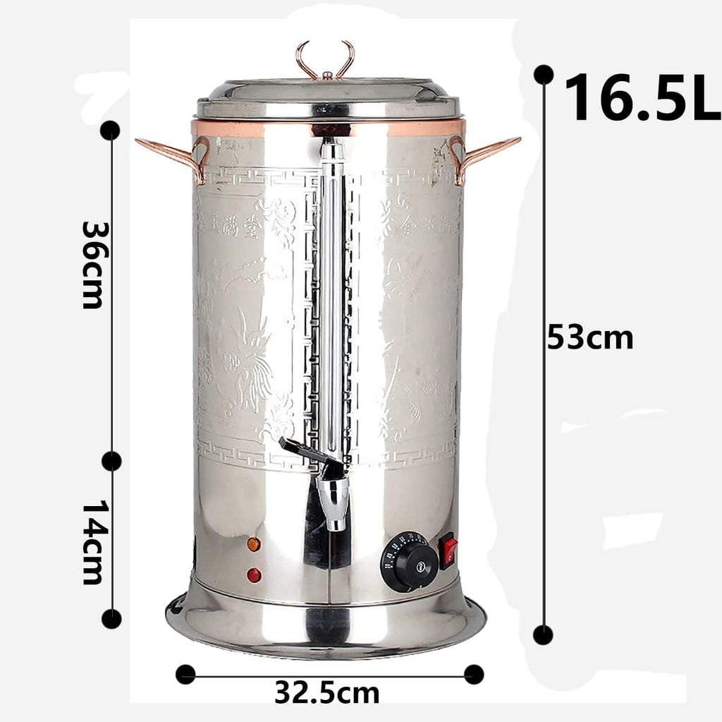 Hot Water Boiler Dispenser Tea Urn, Catering Boiler with Water Gauge & Automatic Temperature Control, for Brewing Commercial Office Home Party,Brass,19.2L