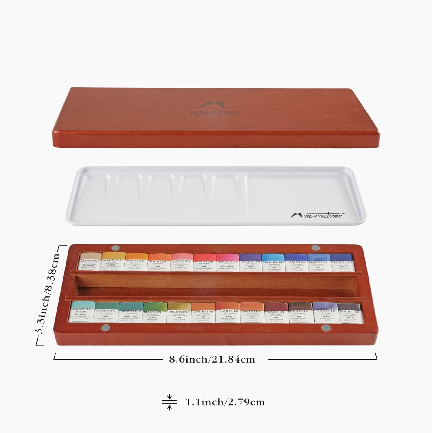 Mairtini Caravaggio series Professional Half Pan Watercolor Set 24 Colors with Wooden Case