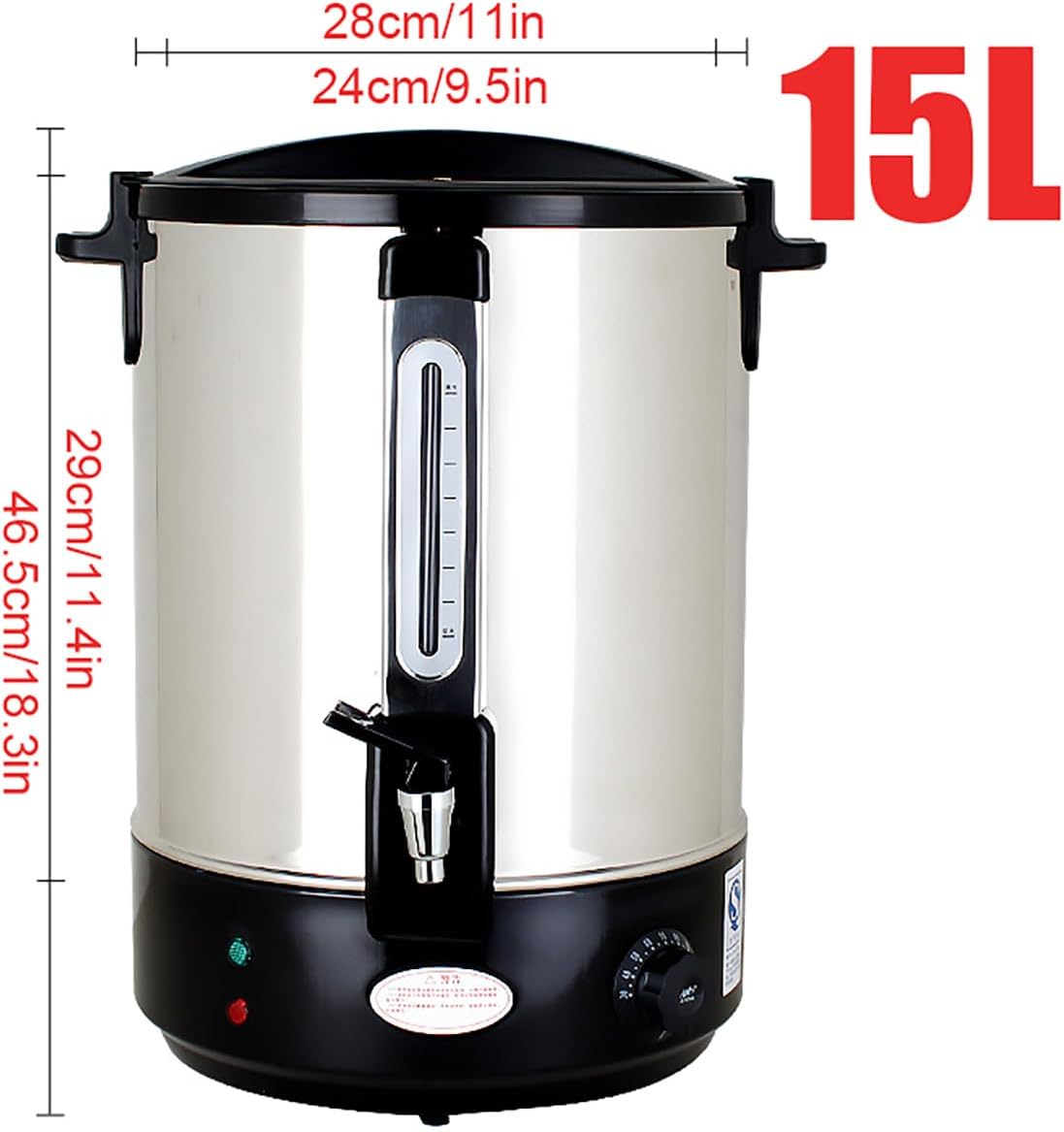 Insulated Beverage Dispenser for Catering, Stainless Steel Large Hot Water Boiler Urn with Faucet, 30-110°C Temperature Control for Home Party Office Cafe,15L