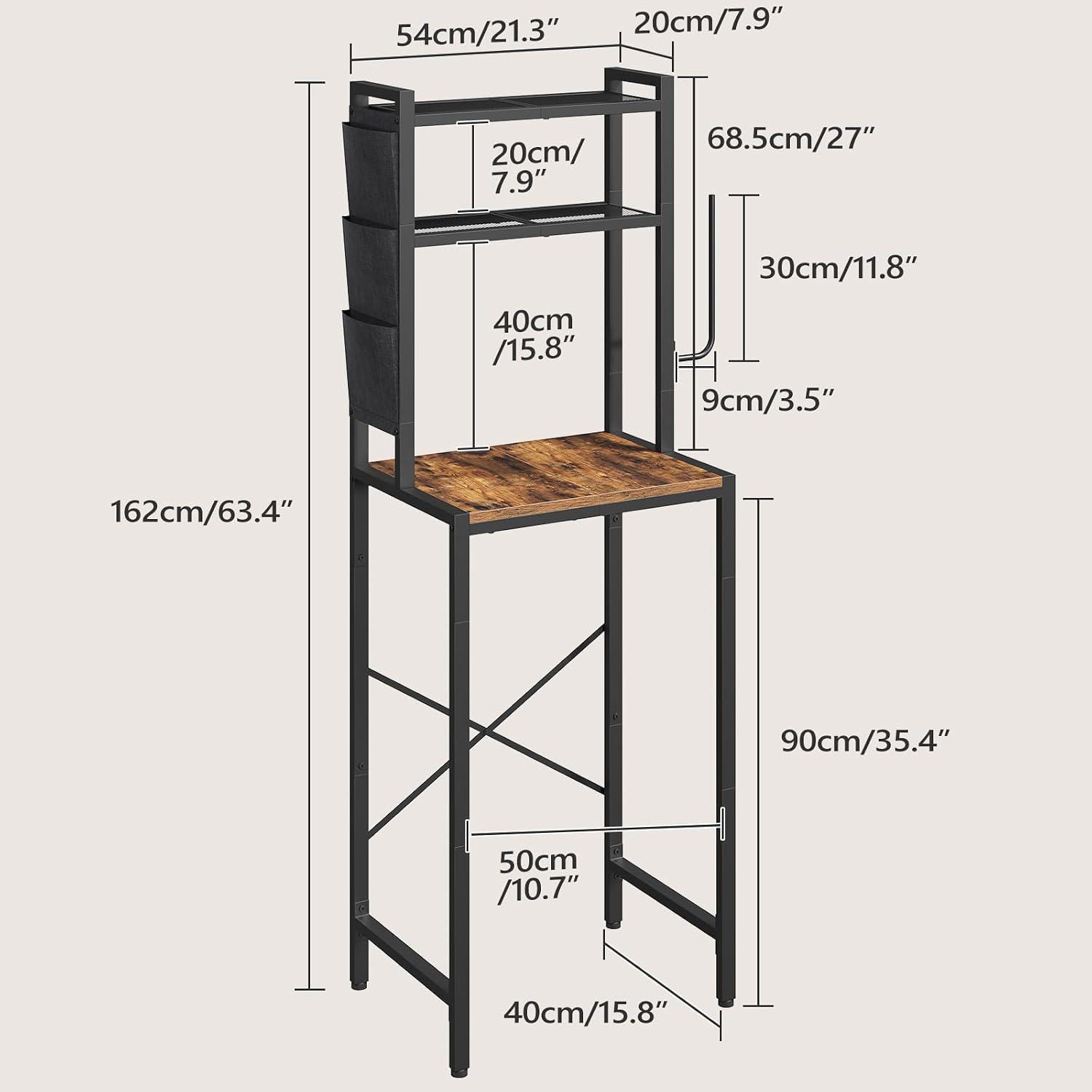 MAHANCRIS Bakers Rack with Power Outlet and Bakers Rack with Mini Fridge Shelf Bundle, 3-Tier Microwave Stand, BRHR35E01-BRHR5401