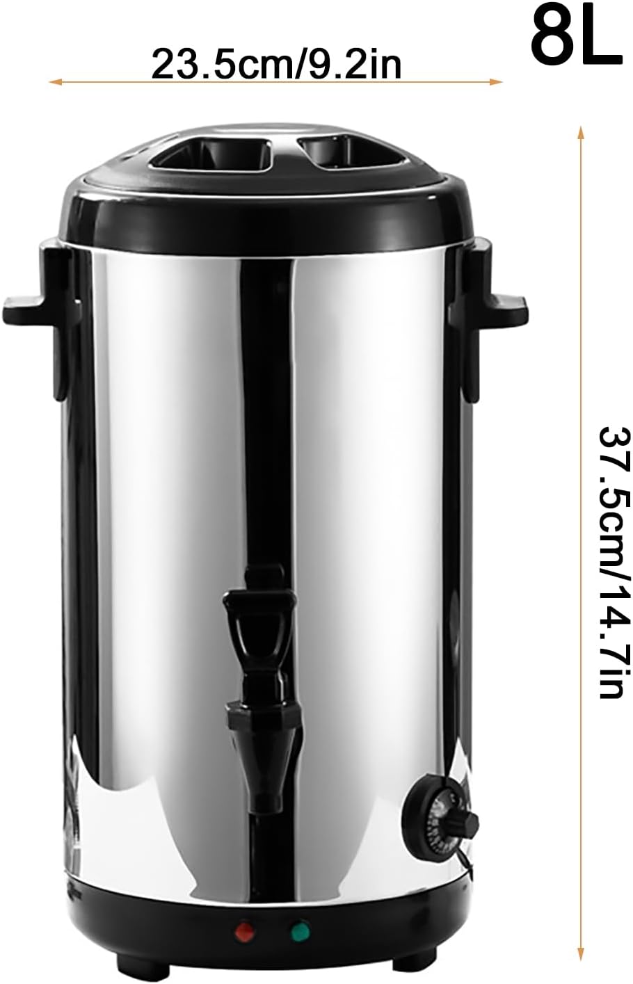 304 Stainless Steel Catering Urn, 8L/12L/16L/18L Hot Water Boiler Dispenser Heat Insulation Preservation Drink Commercial Milk Tea Dispenser Bucket for Cafe, Office, Home,8L