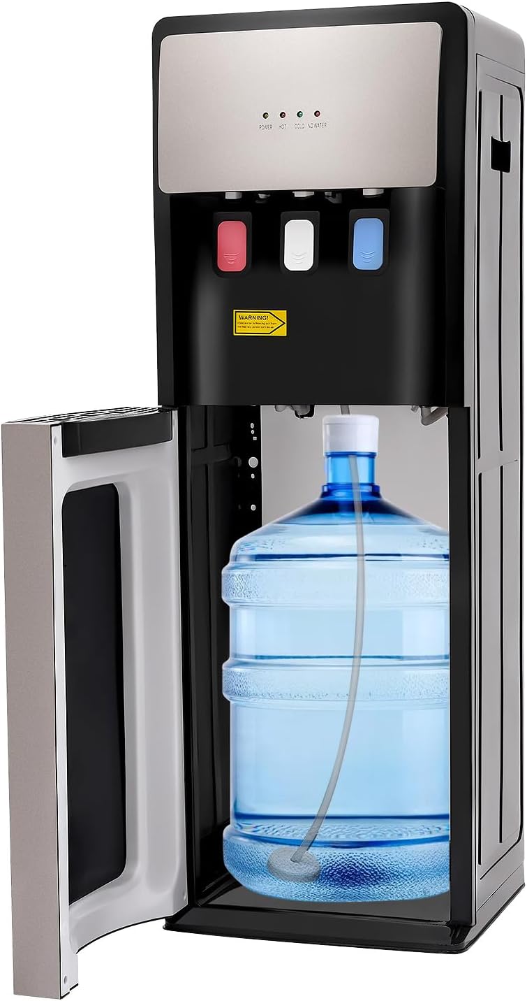 Bottom Loading Water Cooler Dispenser, 500W Hot and Cold Water Cooler with 3 Temperature Settings - Hot Cold & Room for Home Apartment Office Water Capacity 2L(Cold) & 5L(Hot) SJYTD-6 Gray