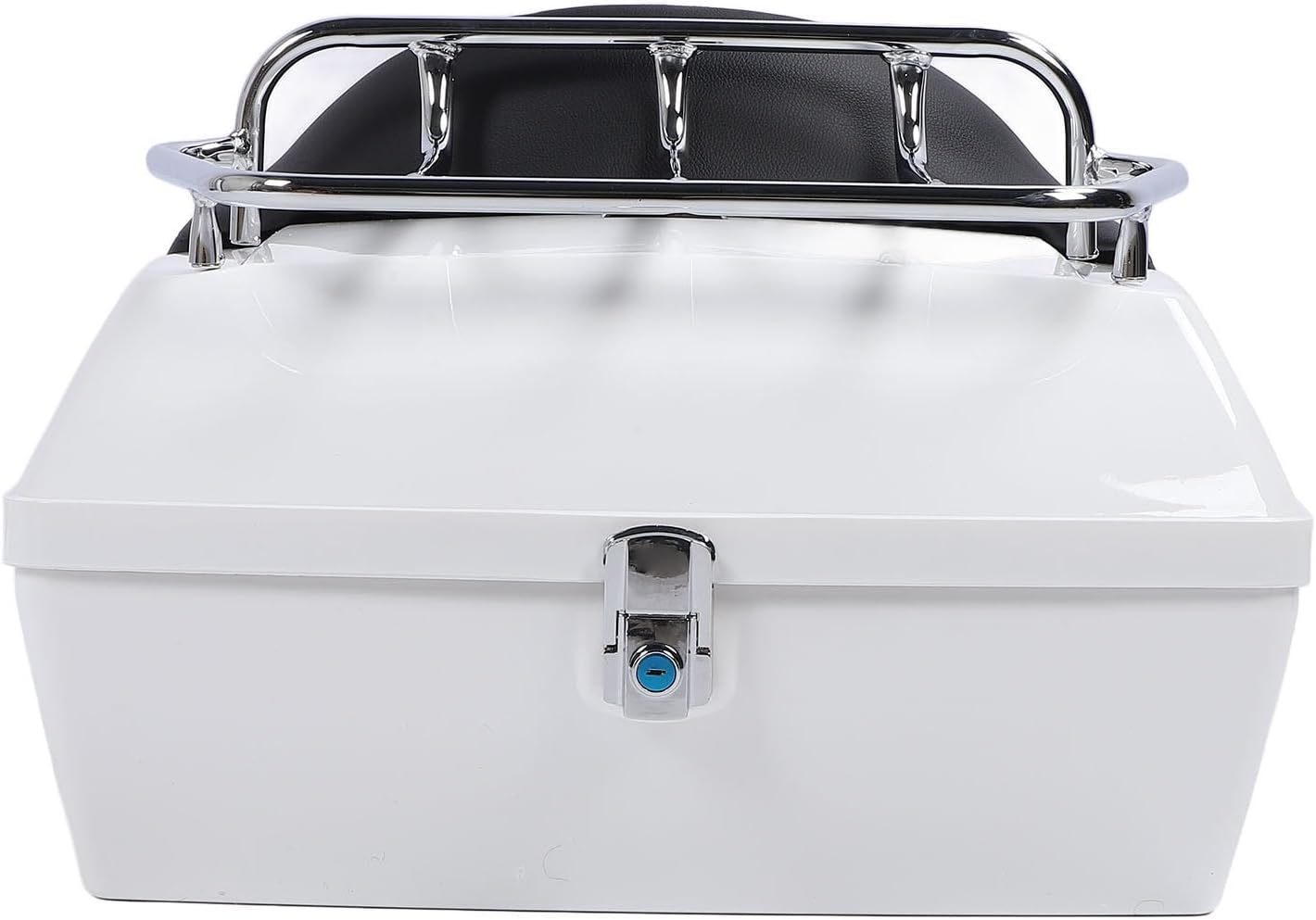 Motorcycle Rear Case 48L Universal Water Lock Backrest Cushion Trunk Tail Luggage Box Helmets Luggages (White)