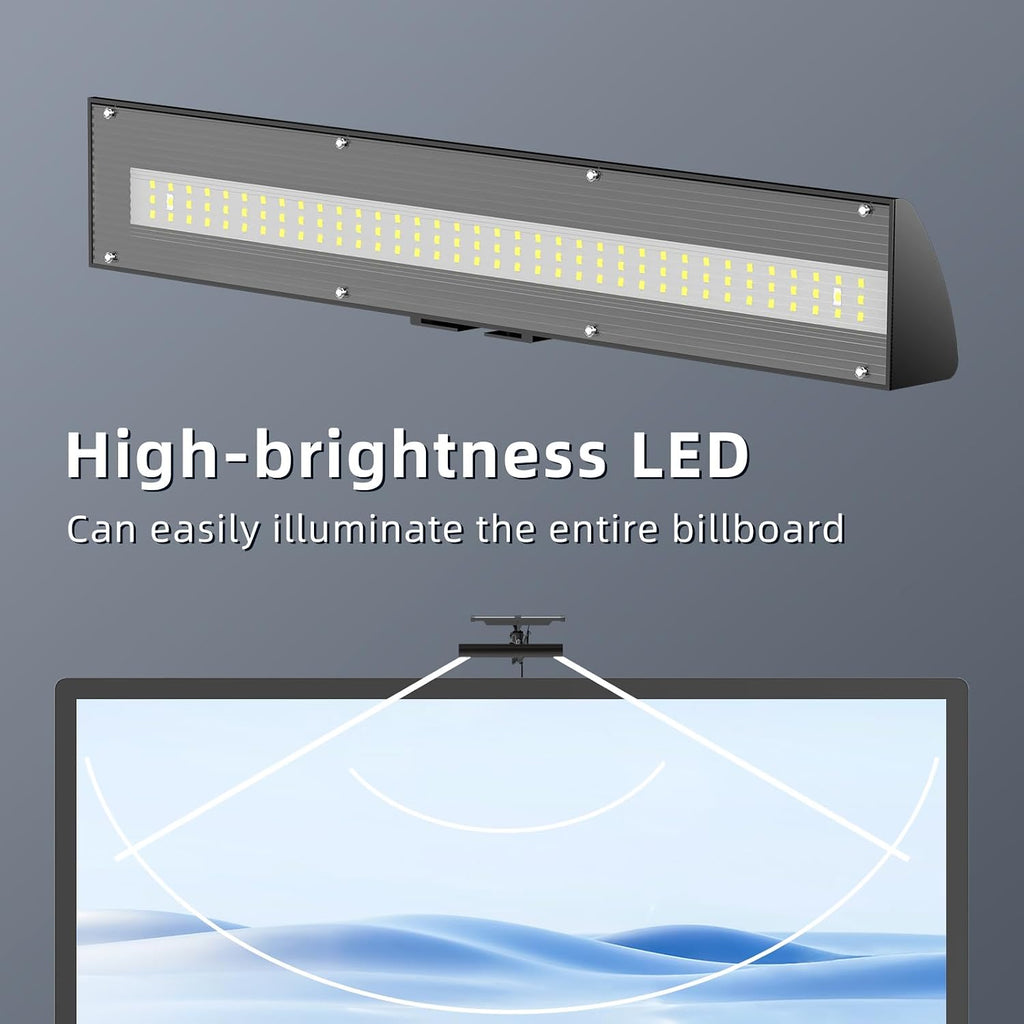 Outdoor Solar Sign Light, 5090 Lumens, 12000 mAh, IP65 Waterproof, Solar Powered Commercial Light, for Real Estate Signage, Garden Fence Lighting, Hypermarket Door Number Lighting (Black)