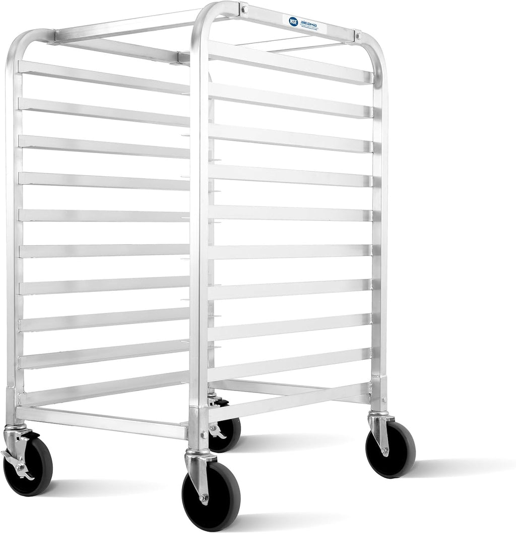BIEAMA 10-Tier Sheet Pan Rack, NSF Bun Pan Rack, Aluminum Bakery Rack, Home Commercial Kitchen Bakery Cooling, 4 Wheels