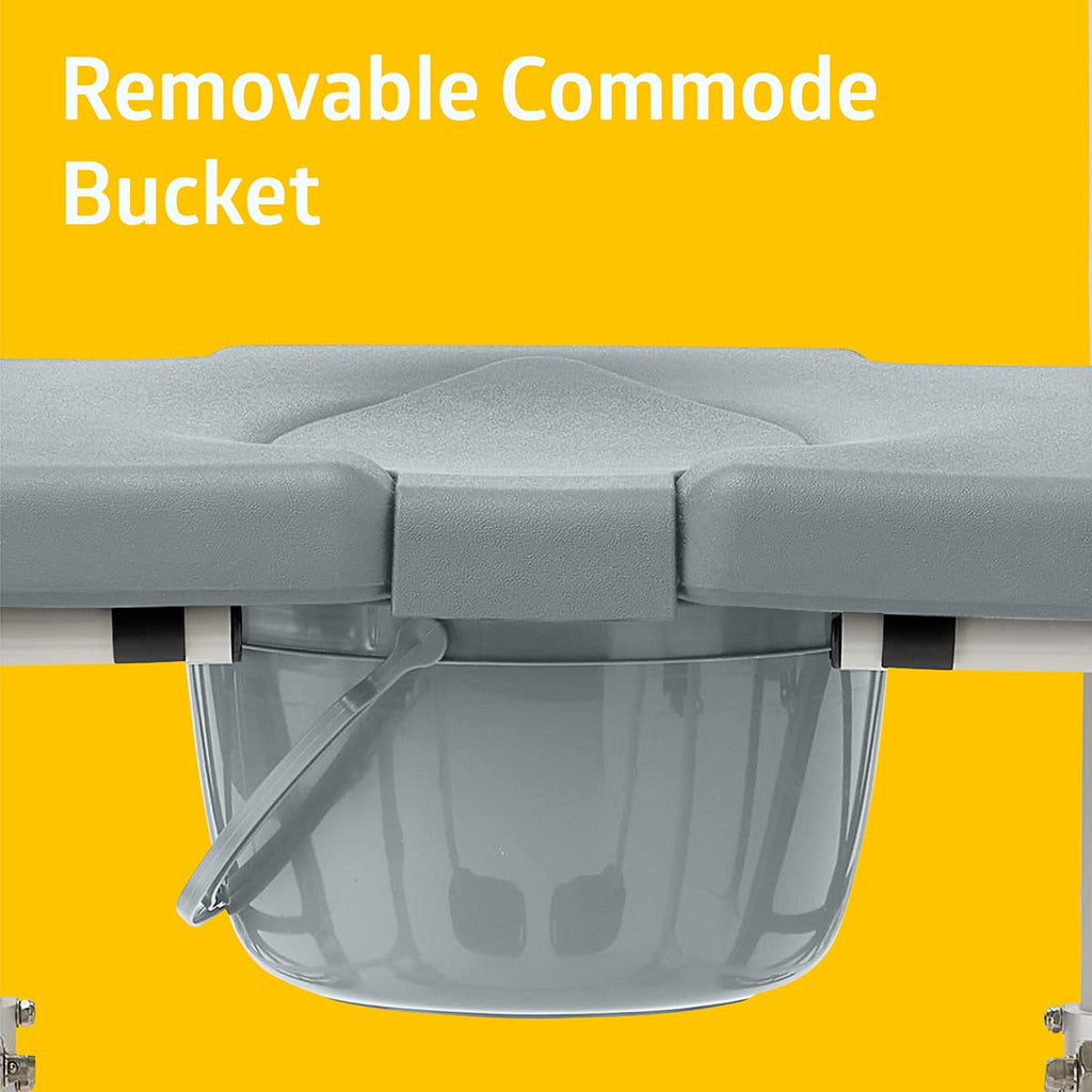 Medline Shower Commode Wheelchair, Rolling Portable Toilet with Bucket, for Disabled Injured and Elderly, 275-lb Capacity