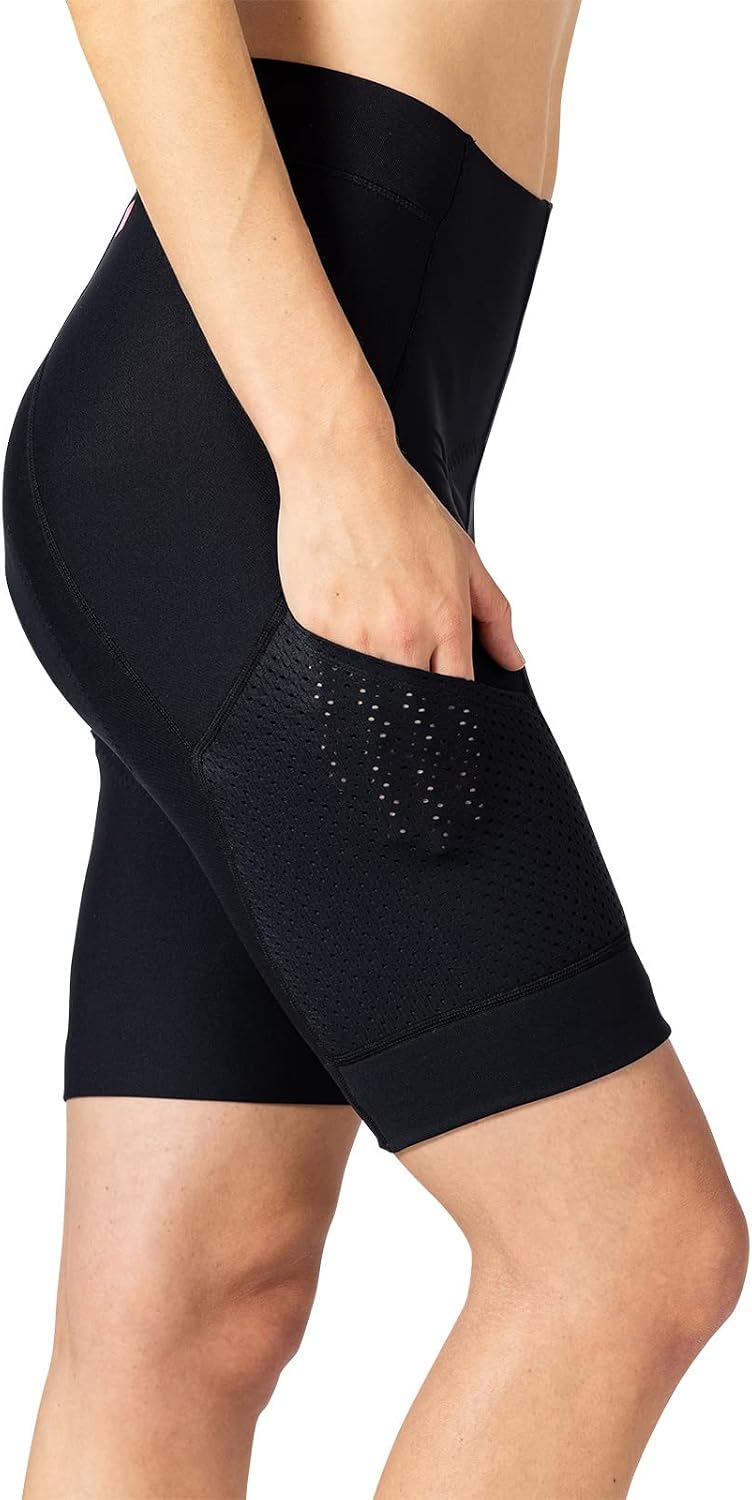 Terry Bike Shorts Women Padded Grand Touring Bike Shorts for Women Cycling with Pockets Compression Flex Air Tour Chamois