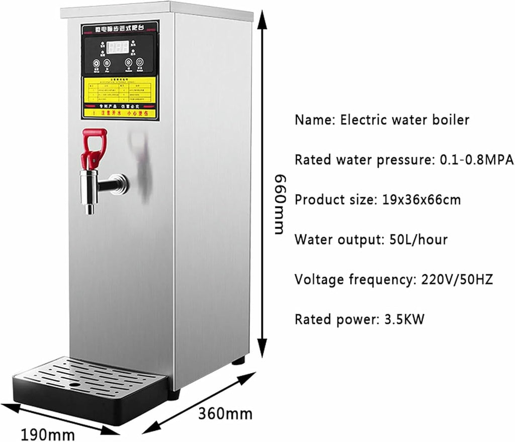 Commercial Automatic Hot Water Boiler, 50L/H Tabletop Hot Water Dispenser With Smart Control Panel, Non Drip Tap, for Coffee Shop, Bar, Bakery, Company, Canteen