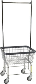 R&B Wire™ 96B58 Residential Rolling Wire Laundry Cart with Double Pole Rack, 2.5 Bushel, Chrome