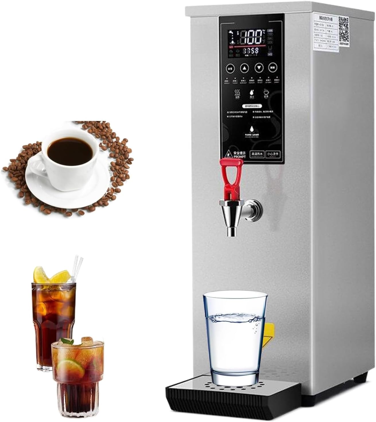 Hot Water Dispensers 25L for Home, 3000W Commercial Water Boiler and Warmer with LCD Touch Screen, Electric Water Heater,Silver