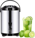 10L/14L/18L/20L Stainless Steel Hot Water Kettle Dispenser, Boiler Warmer Coffee Urn with Cover and Spigot, Milk Tea Bucket Insulated Barrel (Black 10L)