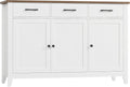 HORSTORS 47' Buffet Cabinet with Storage, Kitchen Buffet Table with Drawers, Modern Farmhouse Coffee Bar Storage Cabinet with Adjustable Shelf, Wood Sideboard for Dining Room, Kitchen, Entryway, White