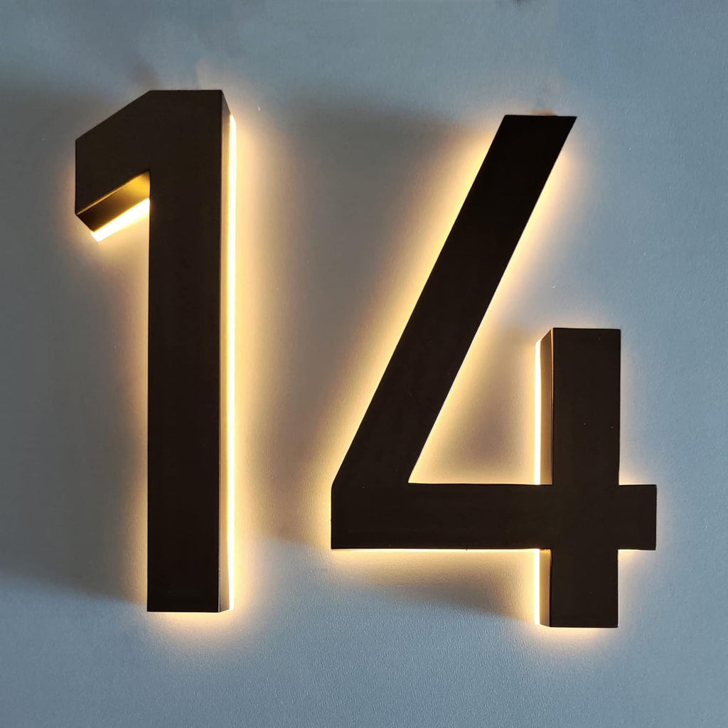 14' Backlit LED Address Number Sign, Illuminated LED House Numbers Plaques For Outside, Light Up Address Plaques For DIY Home Yard Outdoor,8