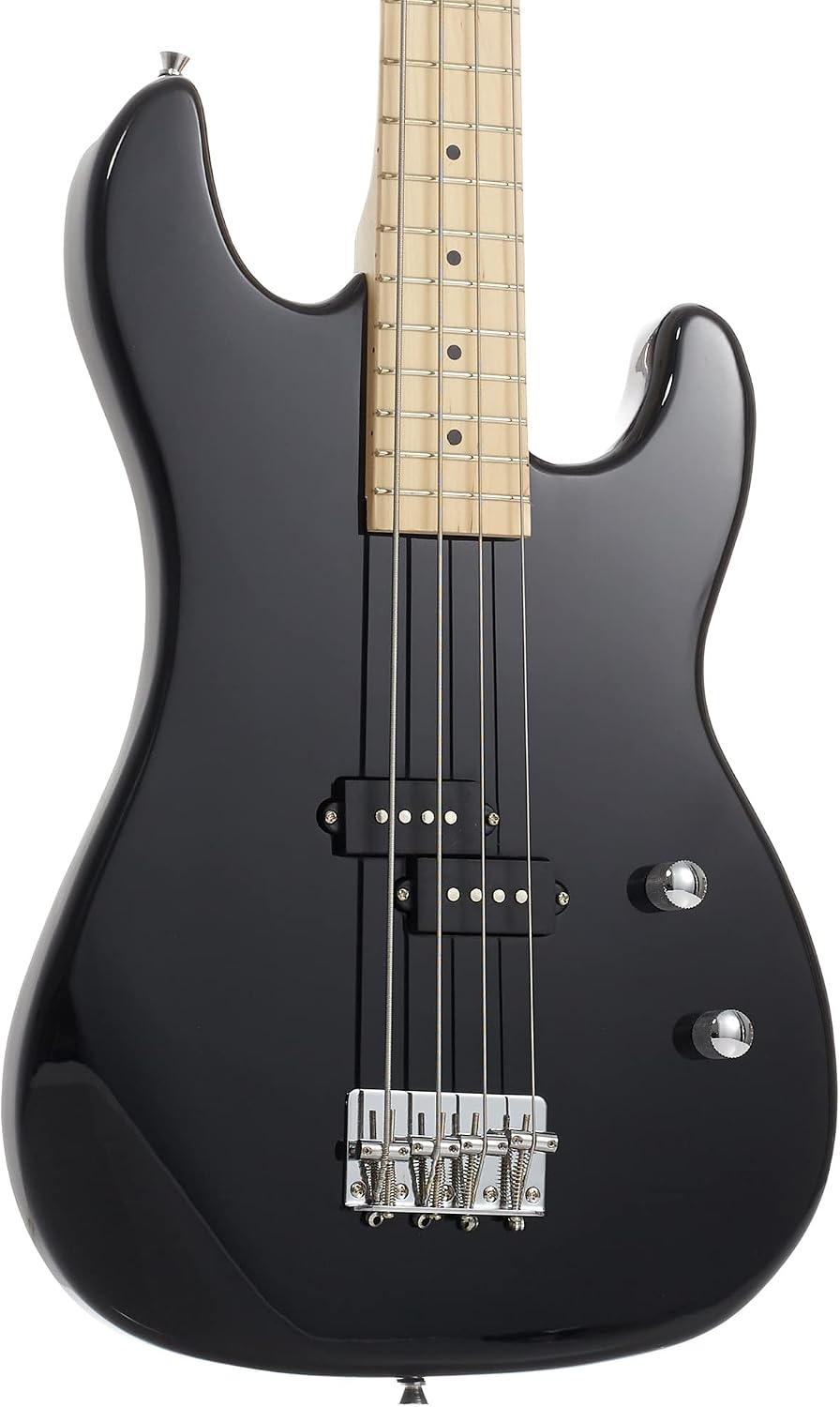 Davison Guitars Full Size Electric Bass Guitar with 15-Watt Amp, Black - 4 String Right Handed Beginner Kit with Gig Bag and Accessories