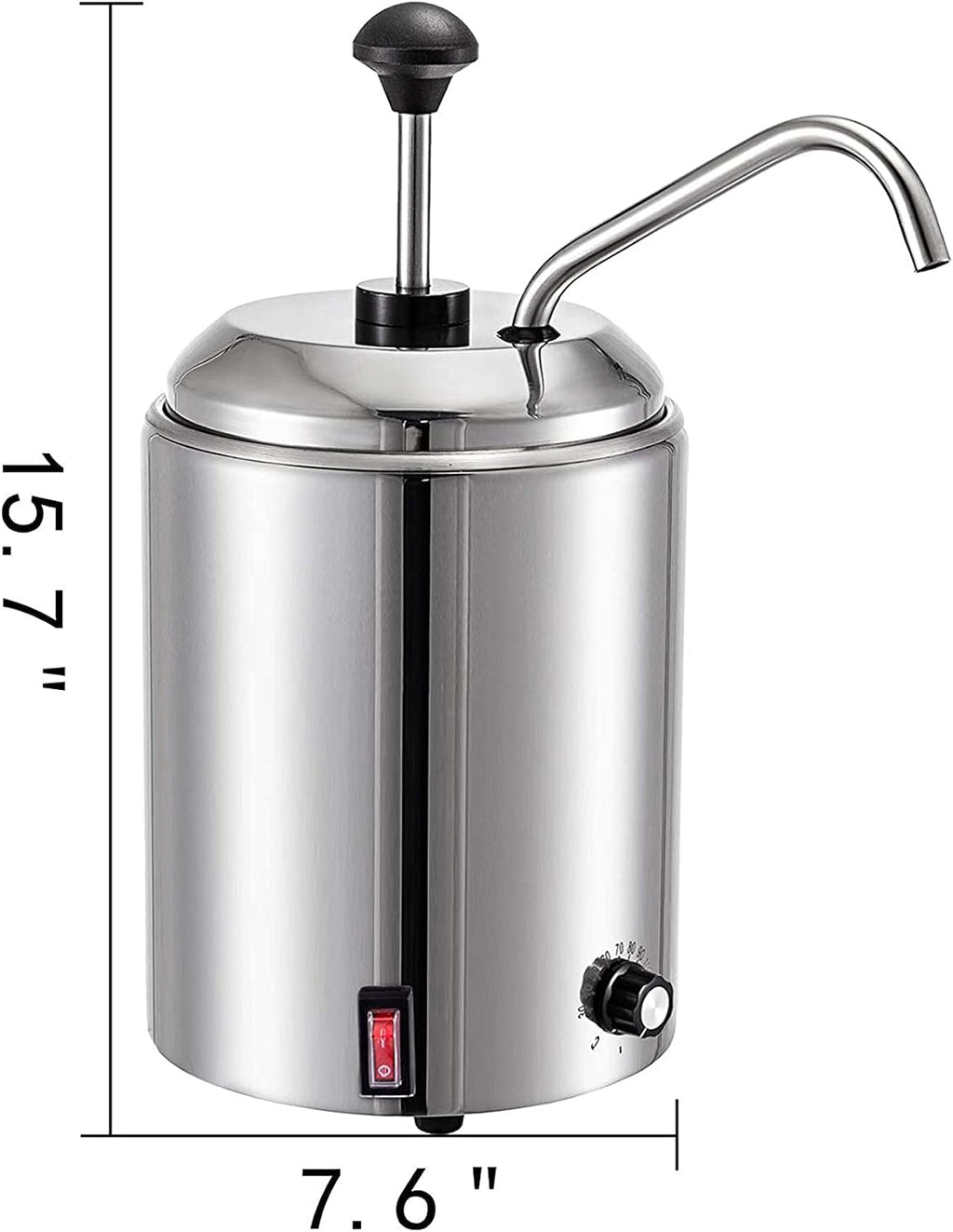 Cheese Dispenser with Pump,2.5L Capacity Hot Fudge Warmer, 800W Electric Hot Fudge Dispenser,10/20/30ML Automatic Cheese Dispenser for Hot Fudge Cheese Caramel,Temperature Control 30-110℃