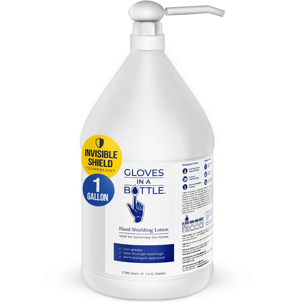 Gloves In A Bottle Shielding Lotion for Dry Skin – Protective Skin Barrier Hand Lotion for Dry Cracked Hands, Non Greasy Moisturizer for Frequent Hand Washing | Bulk 1 Gallon Refill