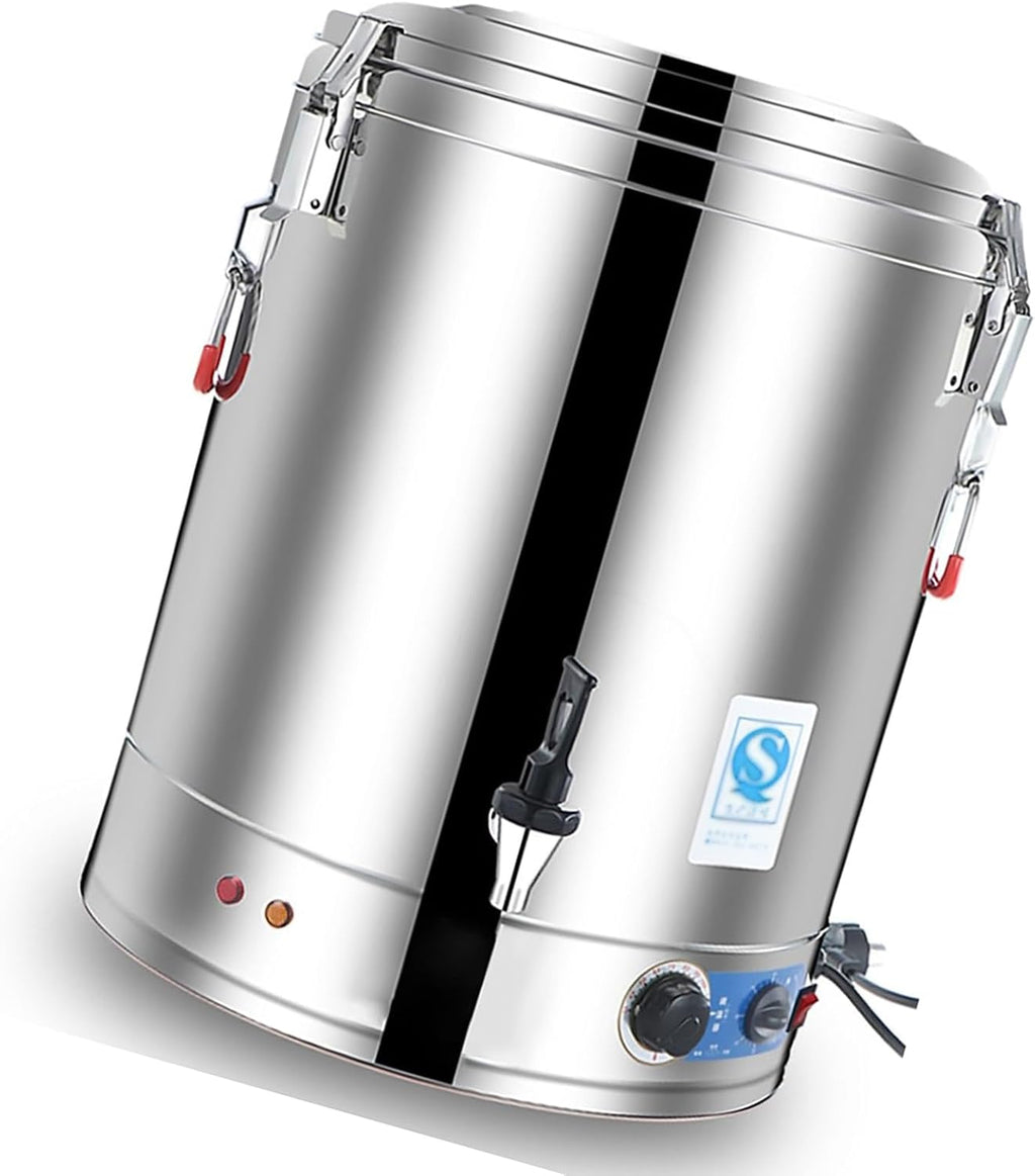 Stock Pot - Stainless Steel Commercial Large Capacity Catering Urn, 30L/40L/50L/60L Hot Water Boiler Dispenser, 30-110°C Temperature Control for Cafe, Office, Home(50L)