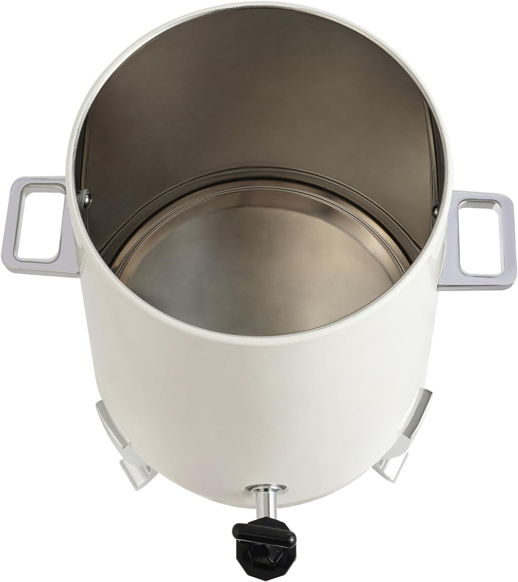 Coffee Urn With Fuel Holder, 3.5 Gallon/13L Stainless Steel Beverage Dispensers for Coffee Tea Hot Water, Hot Drink Dispenser with Stand, Chafer Urn with Spigot for Parties Catering,White