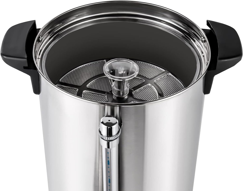 Commercial Coffee Urn Hot Water Urn with Thermostat Control, 1.4KW 25L/6.6Gal Temperature Adjustable(86-230°F) Commercial Coffee Pot Electric Percolator Coffee Pot for Home, Restaurant, Office