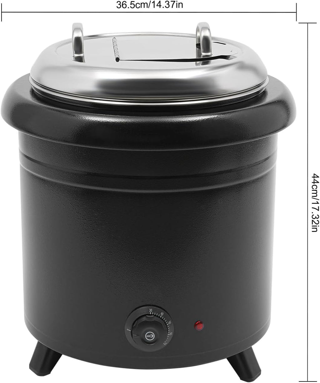Soup Warmer, 13.8Qt Commercial Soup Warmer Temperature Control, 400W Electric Soup Kettle with Lid Detachable Stainless Steel Insert Pot for Restaurant and Big Family, Party, Black