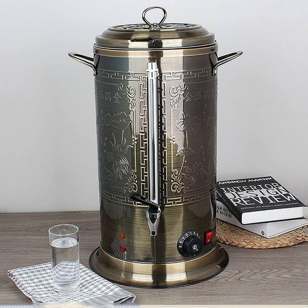 Hot Water Boiler Dispenser Tea Urn, Catering Boiler with Water Gauge & Automatic Temperature Control, for Brewing Commercial Office Home Party,Bronze,13.2L