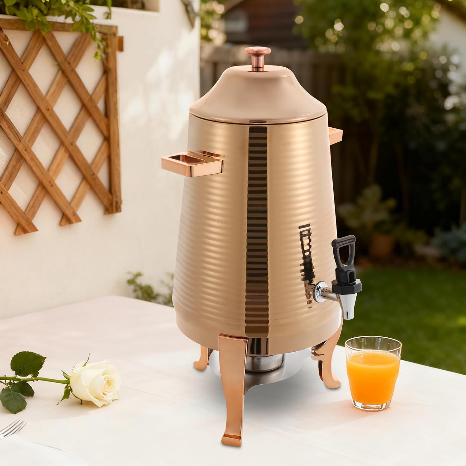 3.43Gal/13L Hot Water Urn, Stainless Steel Commercial Coffee Urn, Electric Hot Water Dispenser for Tea Milk, Industrial Coffee Maker with Stand and Spigot for Parties Catering (Rose Gold)