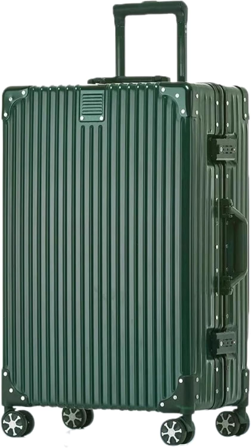 HotWay Checked In Luggage with Spinner Wheels, PC Hard Shell Zipperless Suitcase with Aluminum Frame and TSA Lock, Lightweight Suitcase for Business Travel, (Green, 24 Inch)