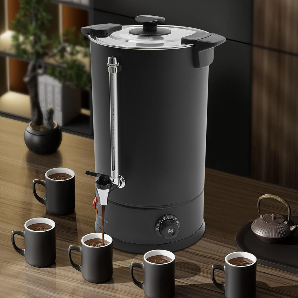 DYNAMI 15L/4Gal Commercial Coffee Pot,304 Stainless Steel Hot Beverage Dispenser with Automatic Temperature Control,1400W Electric Hot Water Urn,for Wedding, Party, Catering Events