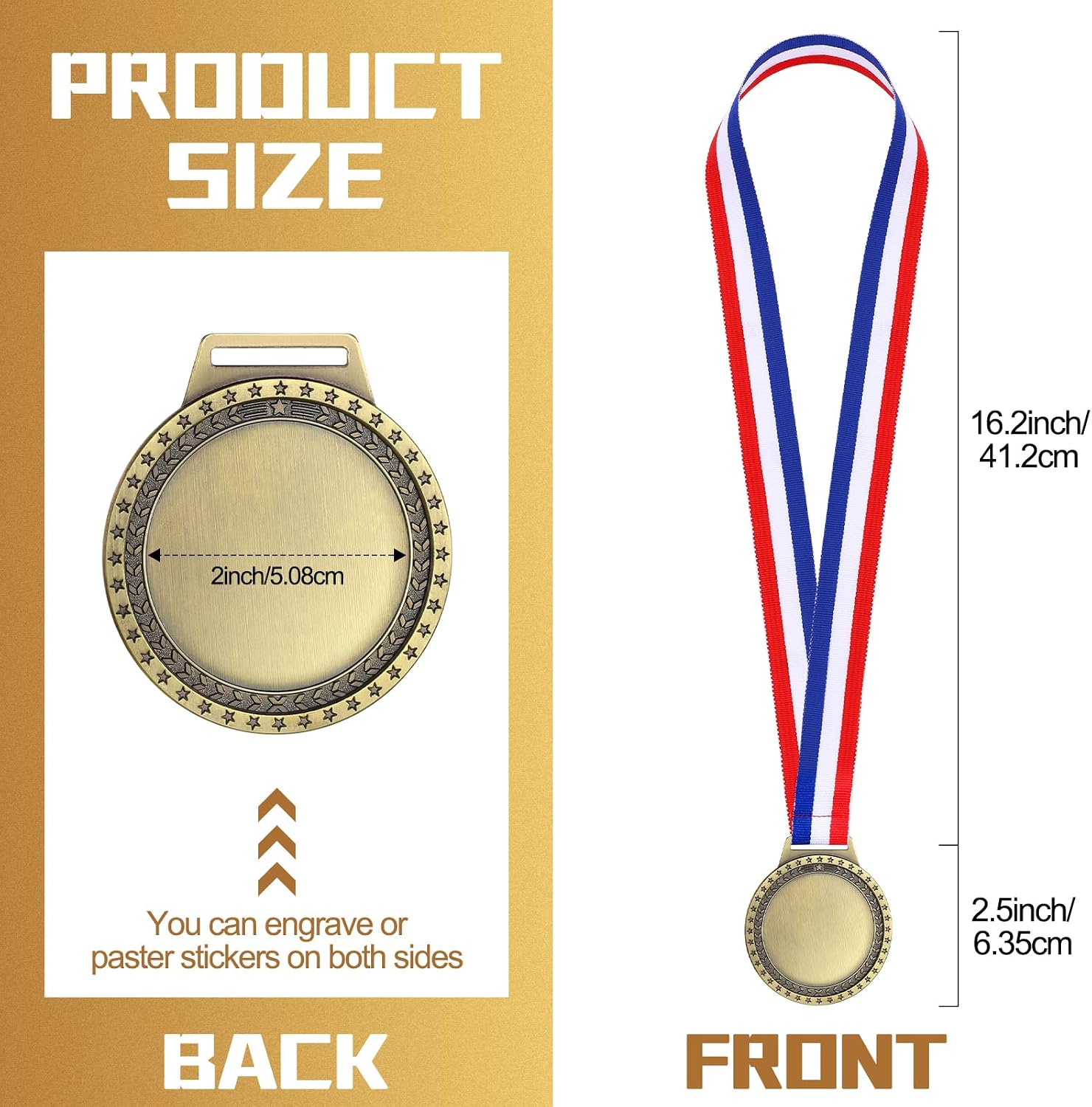 Sasylvia Blank Award Medals with Neck Ribbons Create Your Own Medals Kit Cheer Winner Participation Trophy Metal Gifts for Soccer Football Party Game