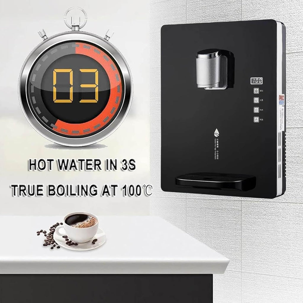 Wall-Mounted Mains Fed Unit Water Dispenser, Dual Temperature Control Intelligent Drinking Water Dispenser, Three Seconds Quick Heat, Hot Water 30L/h, Temperature Adjustment, for House Hold/Office
