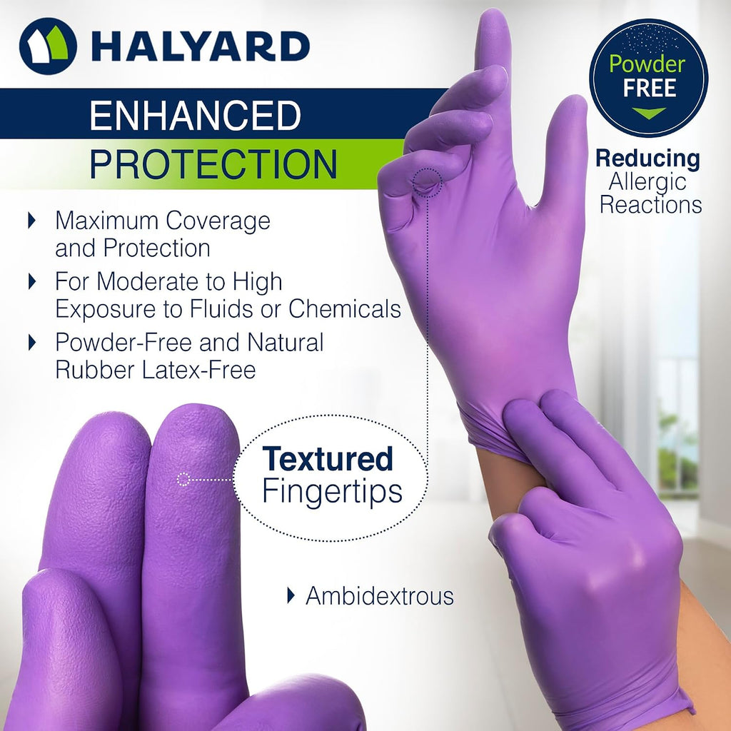 HALYARD Purple Nitrile Dental Patient Exam Gloves, Non-Sterile, 5.9 mil, 9.5 Inches, Purple, X-Small, 53430 (Case of 1000)