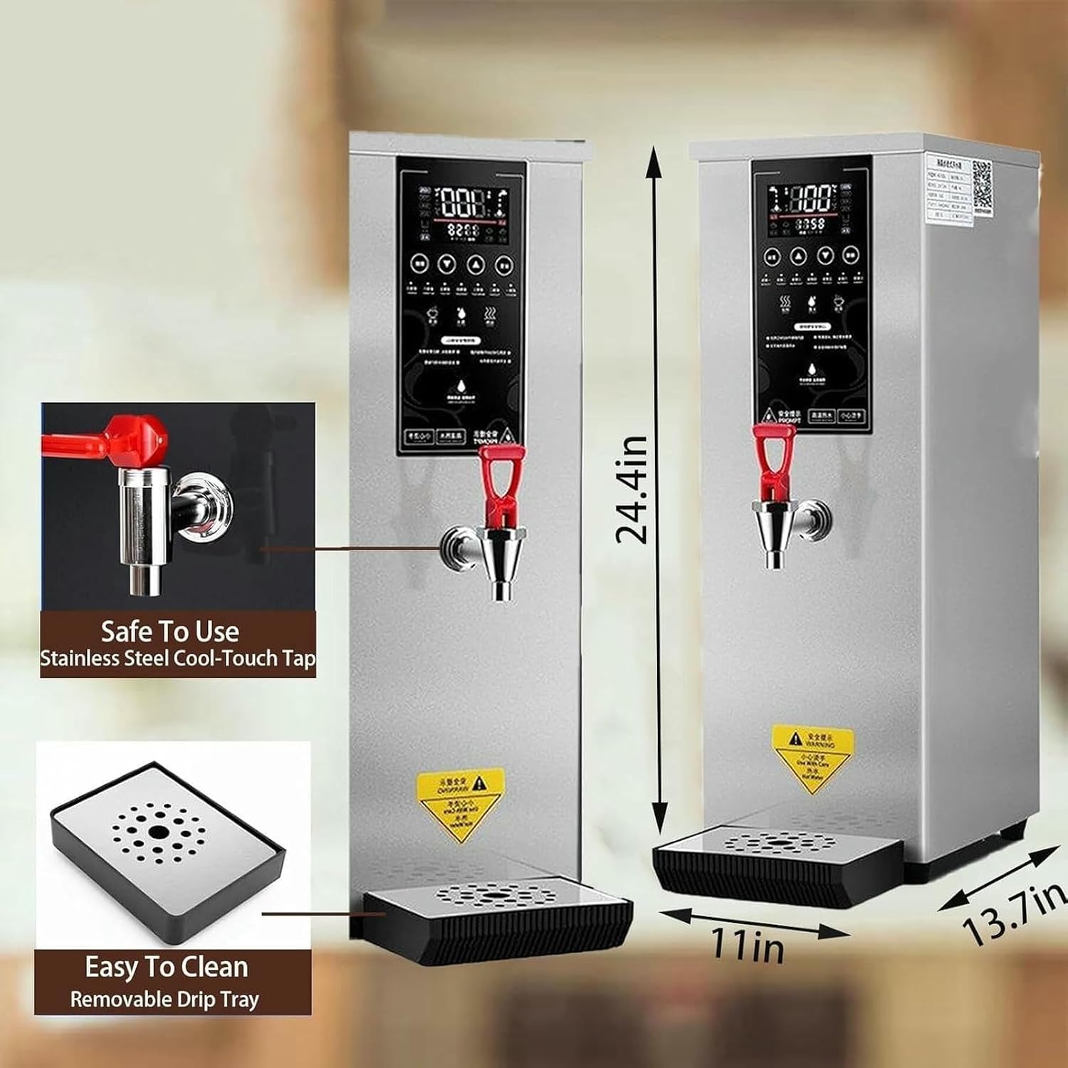 3000W Commercial Hot Water Dispense Boiler, 60L/H Stainless Steel Drinking Hot Water Boiling Machine, Coffee Making Water Heater for Tea Coffee/Dessert Shop Hotel
