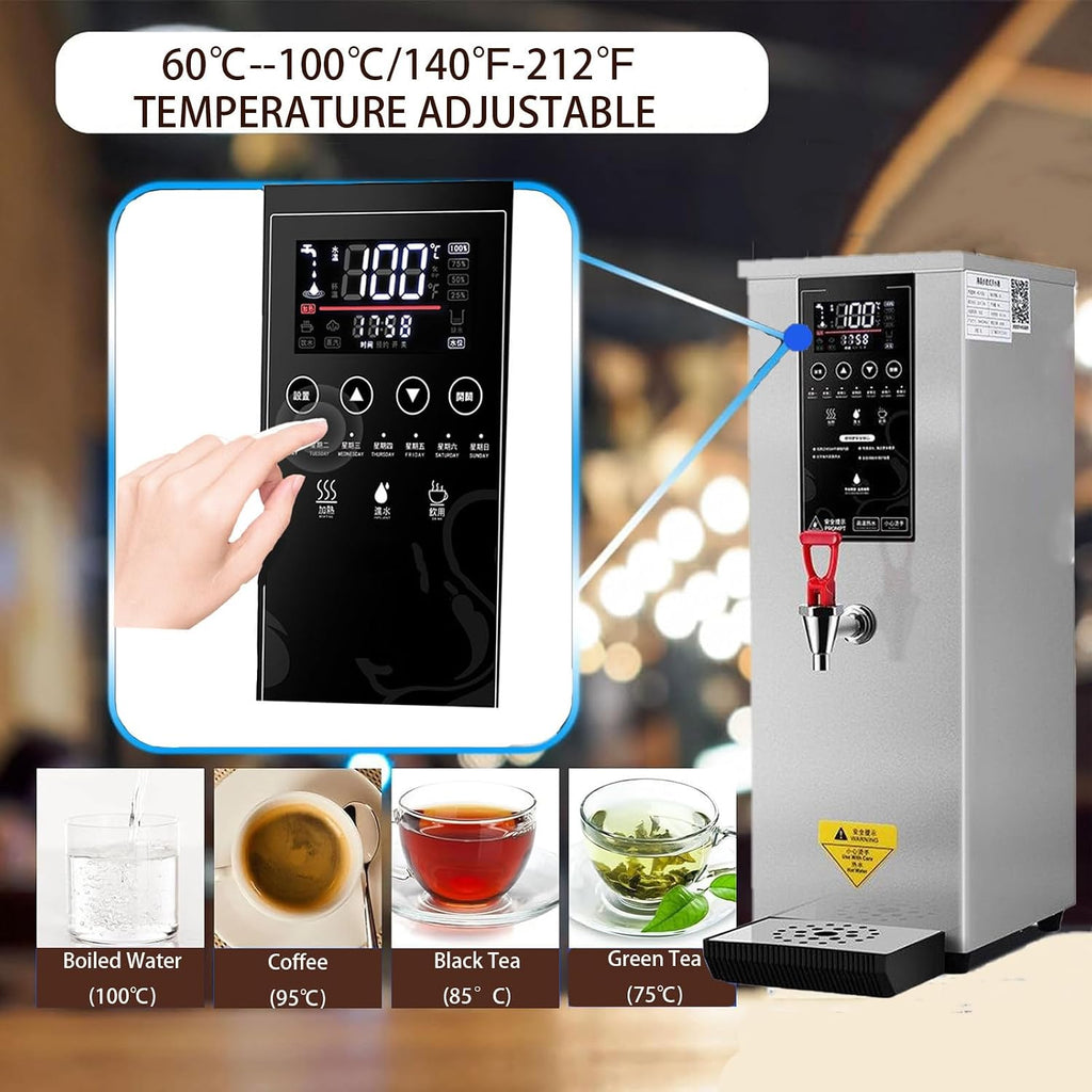 Hot Water Dispenser Commercial Water Boiler Electric Warmer Hot Water Machine, 25L/60L per Hour, Stainless Steel, Large Capacity, 3000W Fast Heating for Restaurant, Hotel, Office,Silver